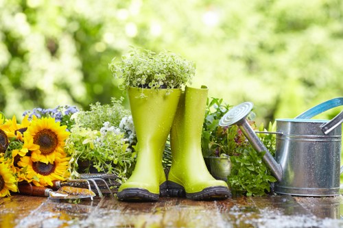 Gardening team assessing outdoor risks and conditions
